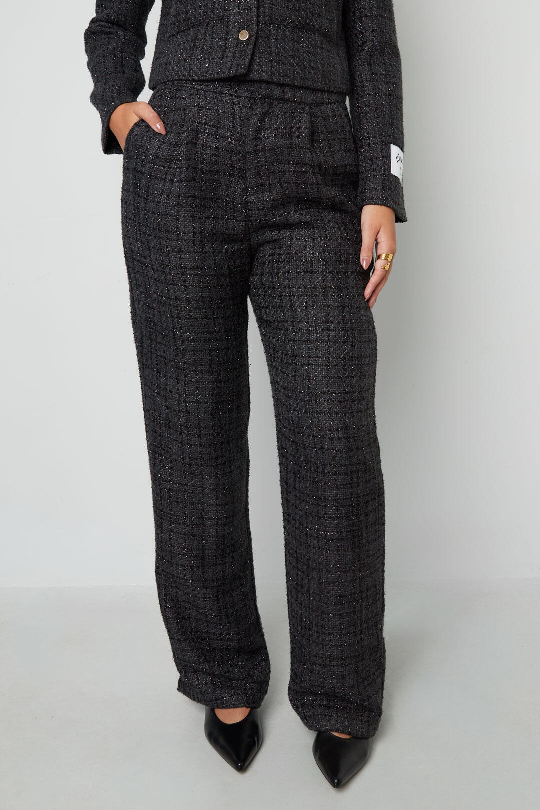 Elegant Checkered Straight Pants for Fall/Winter