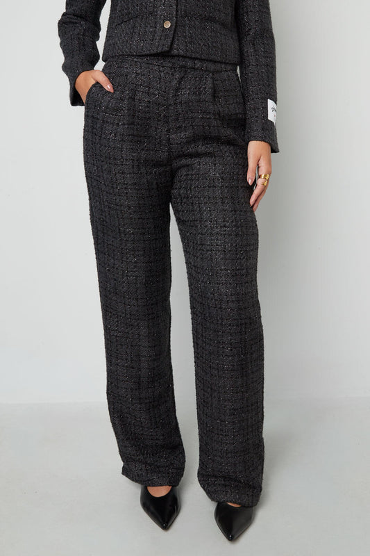 Elegant Checkered Straight Pants for Fall/Winter