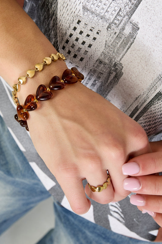 Armband hart kralen wit/gebroken wit acryl