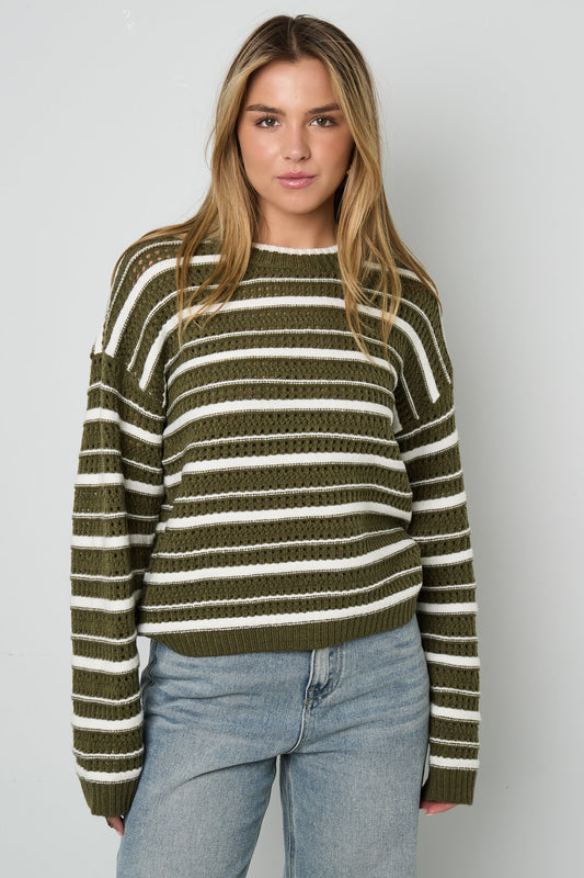 Chic Striped Knit Sweater for Cozy Fall Vibes