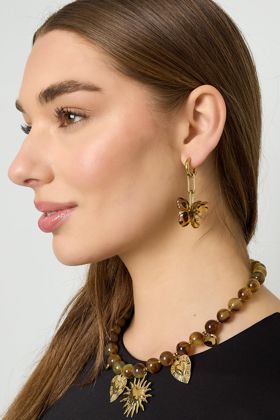 Stylish Brown & Pink Flower Drop Earrings for Women