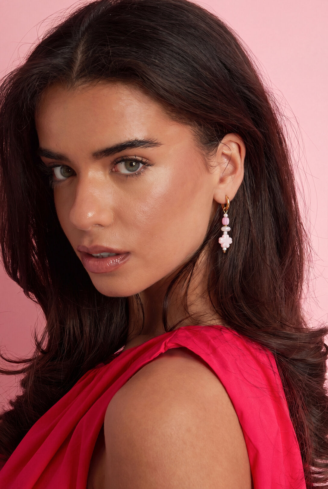 Stylish Pink Clover Bead Earrings for Spring/Summer