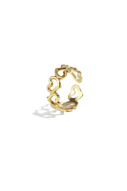 Elegant Adjustable Minimalist Heart Ring - Silver & Gold