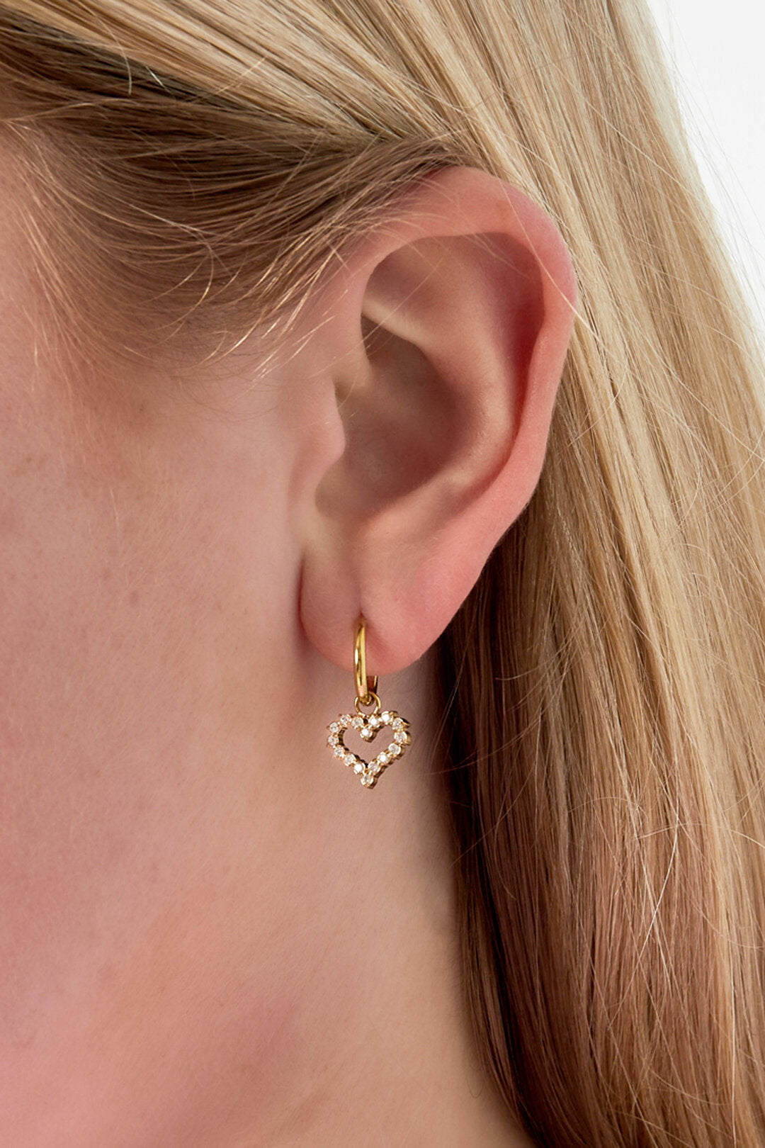 Elegant Heart-Shaped Rhinestone Drop Earrings