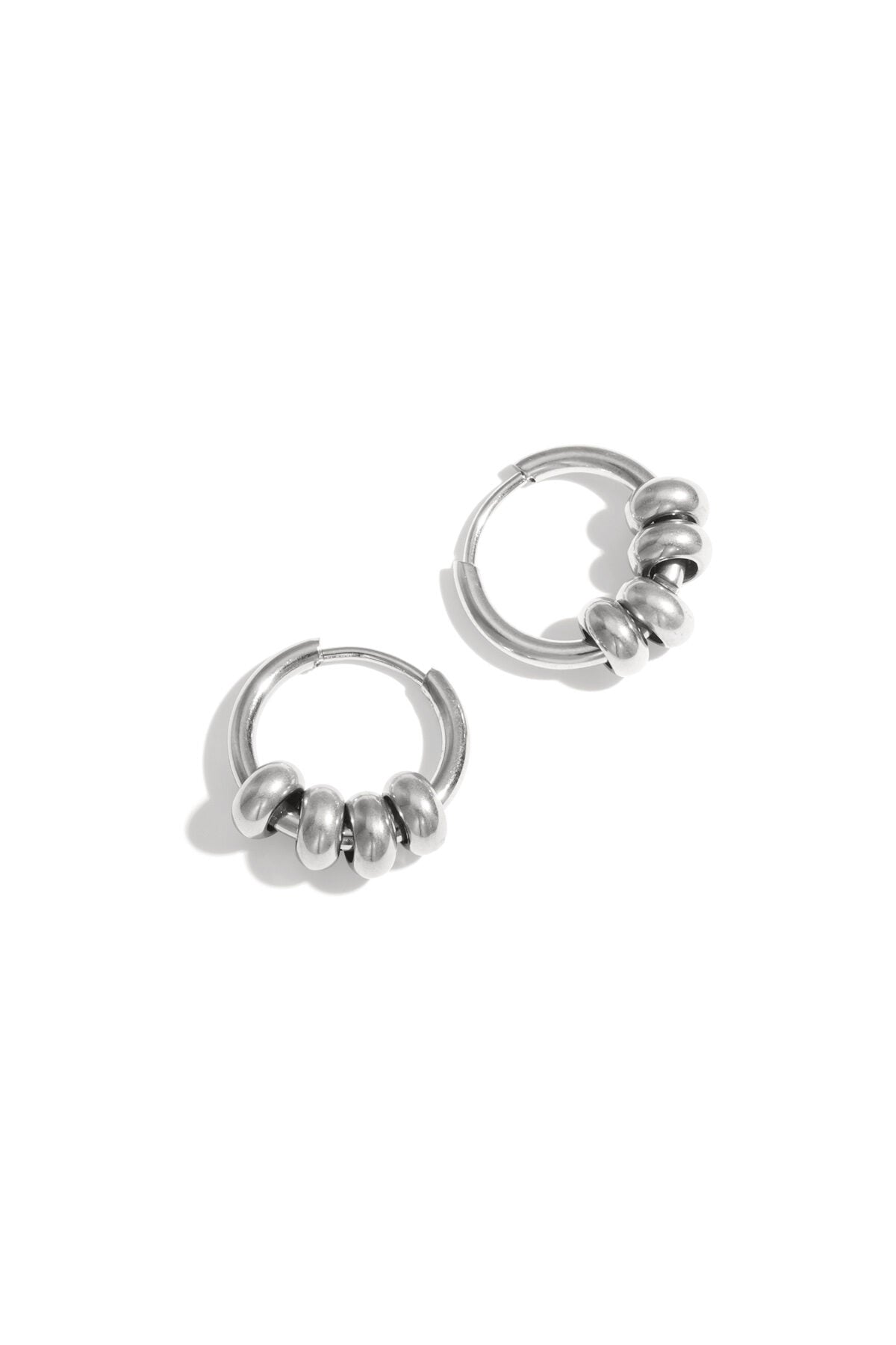 Stylish Stainless Steel Hoop Earrings - Silver & Gold