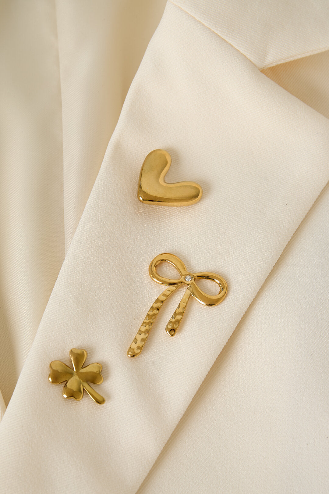 Elegant Gold-Toned Stainless Steel Brooch Set