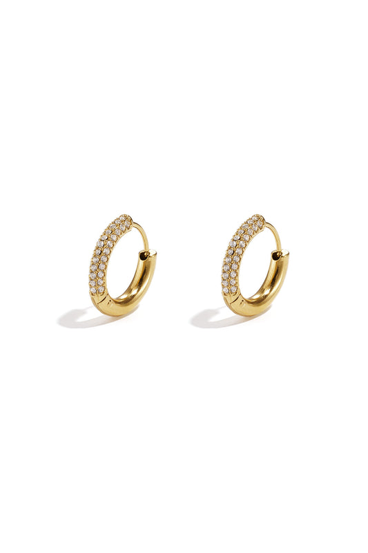 Elegant Rhinestone Hoop Earrings - Silver & Gold