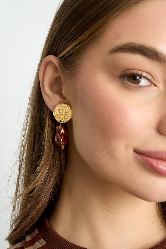 Elegant Crimson & Dark Brown Drop Earrings for Winter