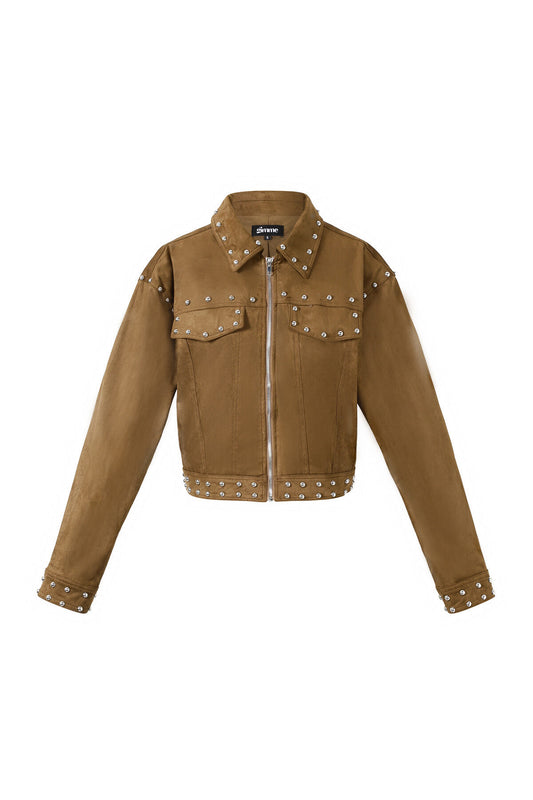 Elegant Khaki & Dark Brown Woven Jacket for Fall/Winter