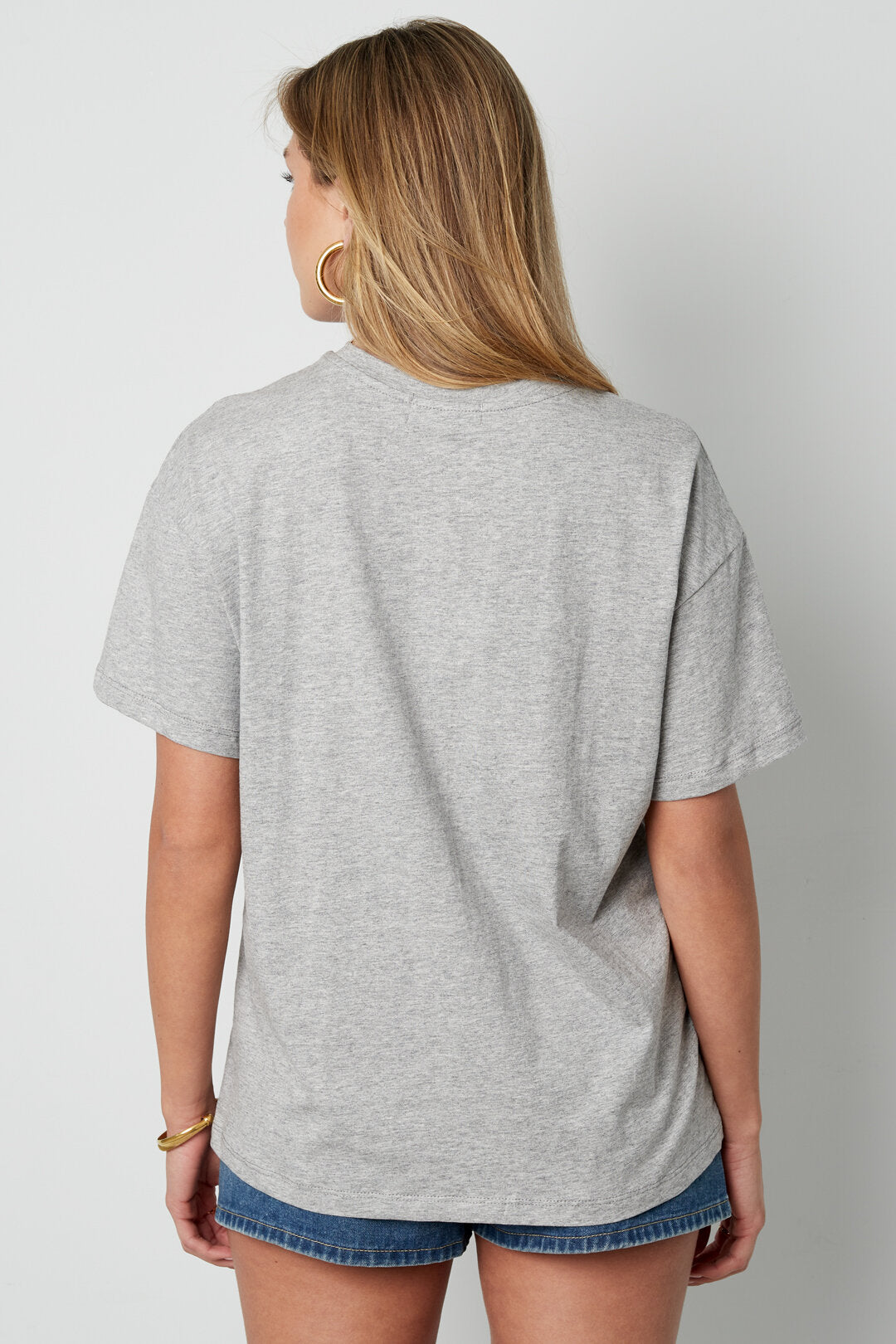 Casual Grey Cotton T-Shirt for All Fits