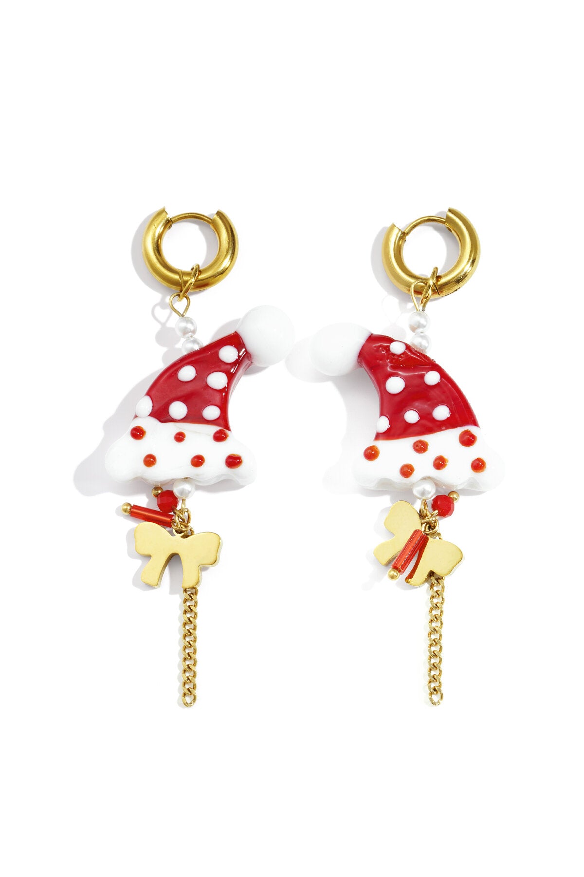 Crimson Stainless Steel Drop Earrings for Christmas