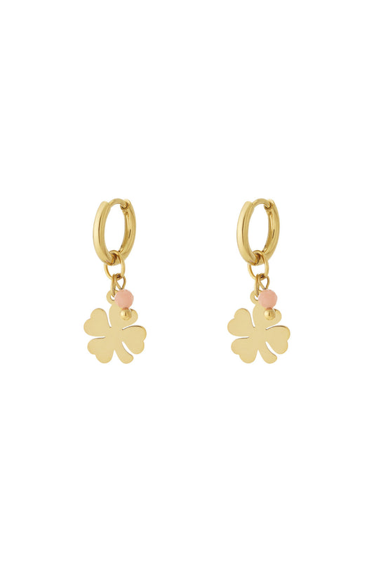 Stylish 14K Gold Plated Clover Drop Earrings