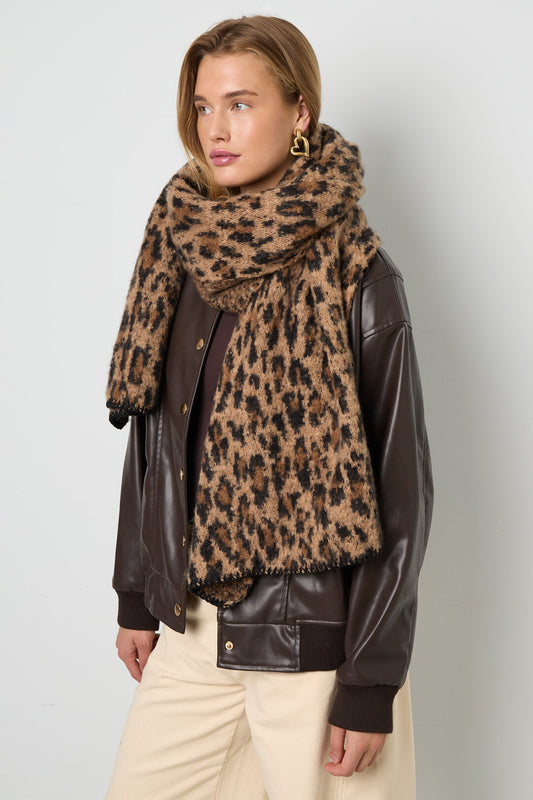 Stylish Khaki & Camel Leopard Print Winter Scarf for Women