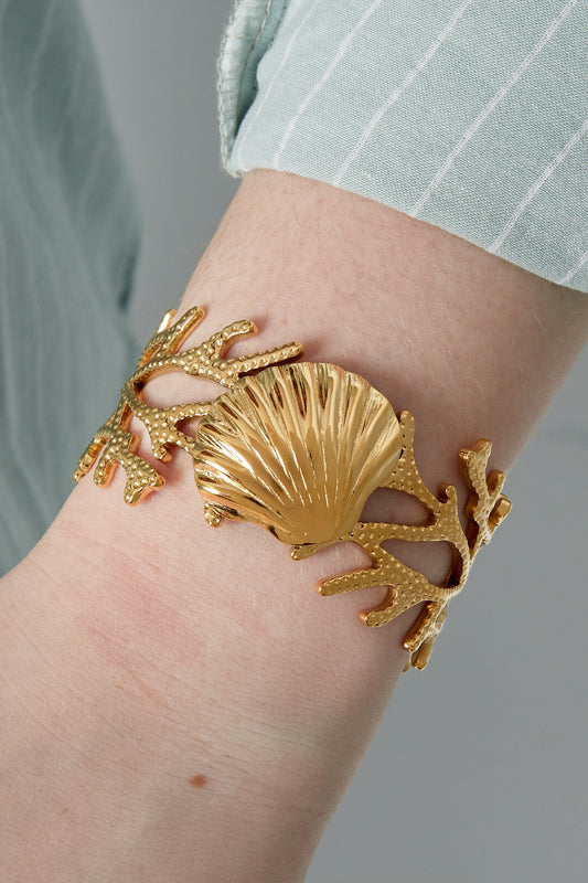 14K Gold Plated Cuff Bracelet for Women