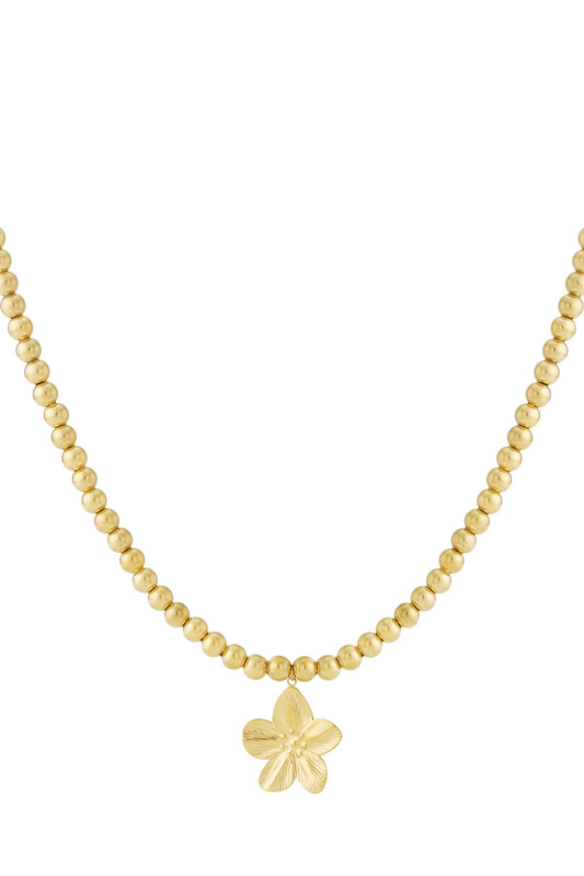 Elegant Flower Short Necklace, Silver & Gold
