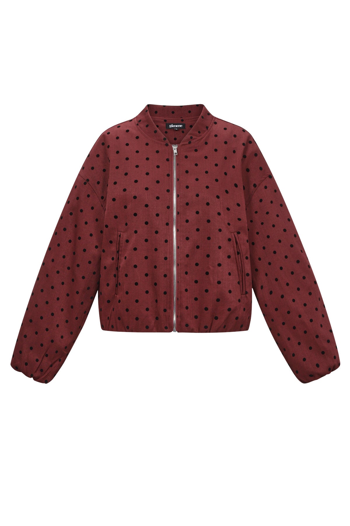 Wine Red & Dark Brown Polka Dot Winter Jacket