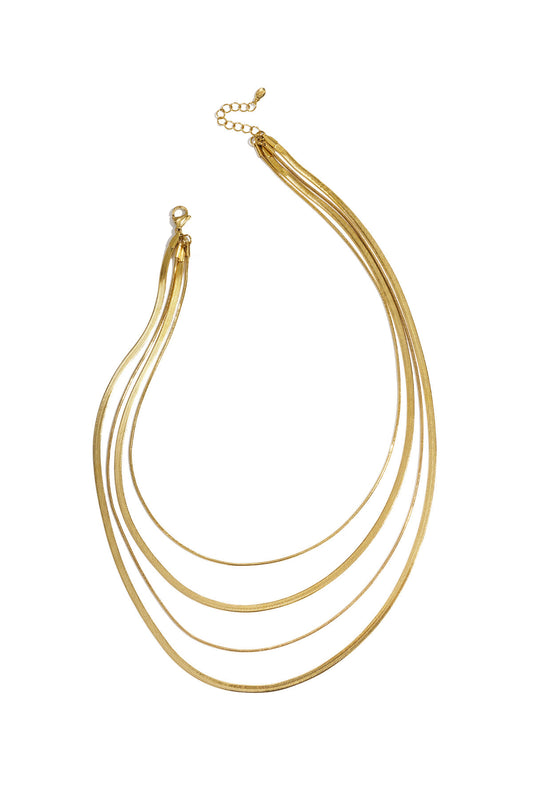 Elegant Multi-Layered Necklace in Silver & Gold