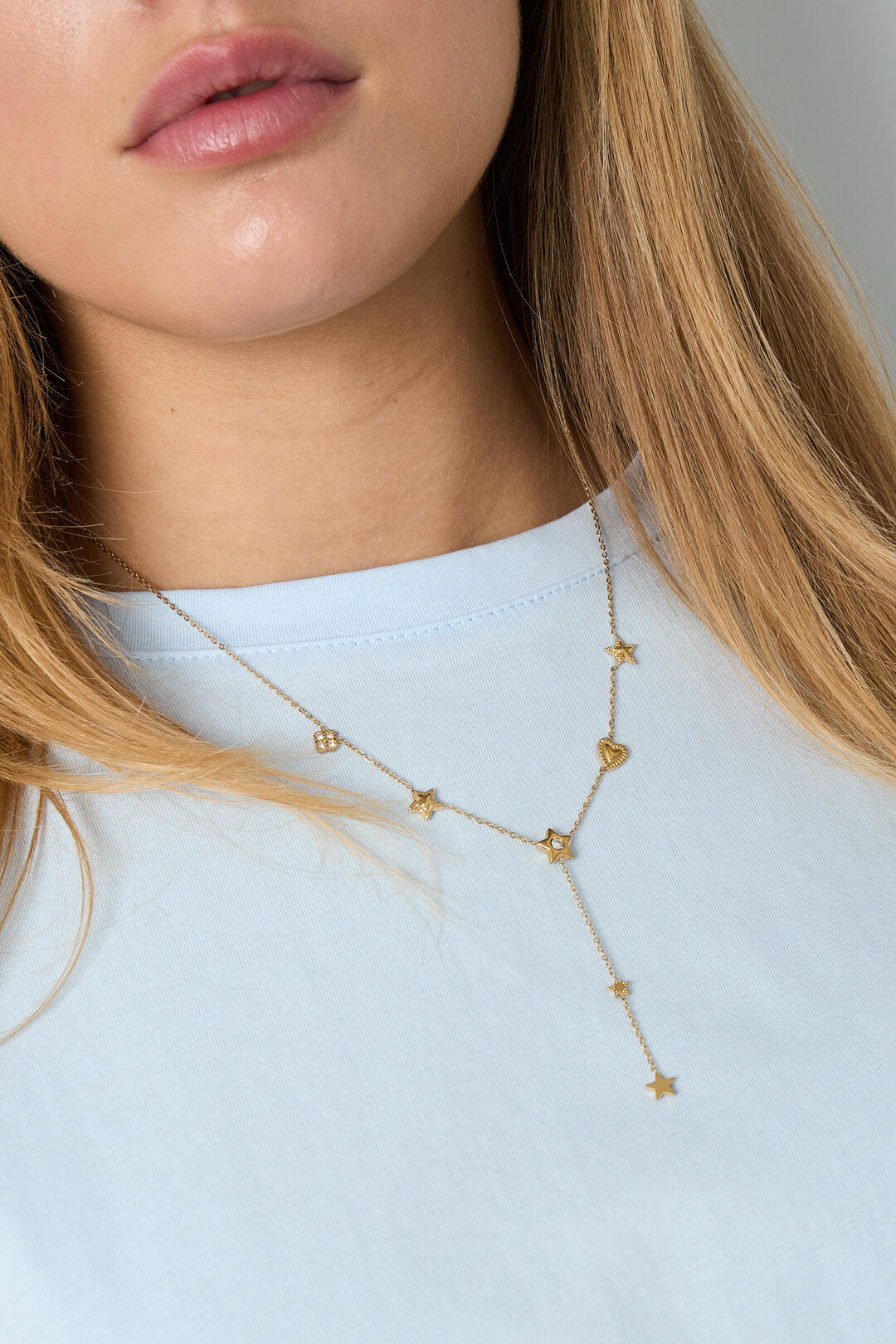 Elegant Heart & Star Pendant Necklace for Women