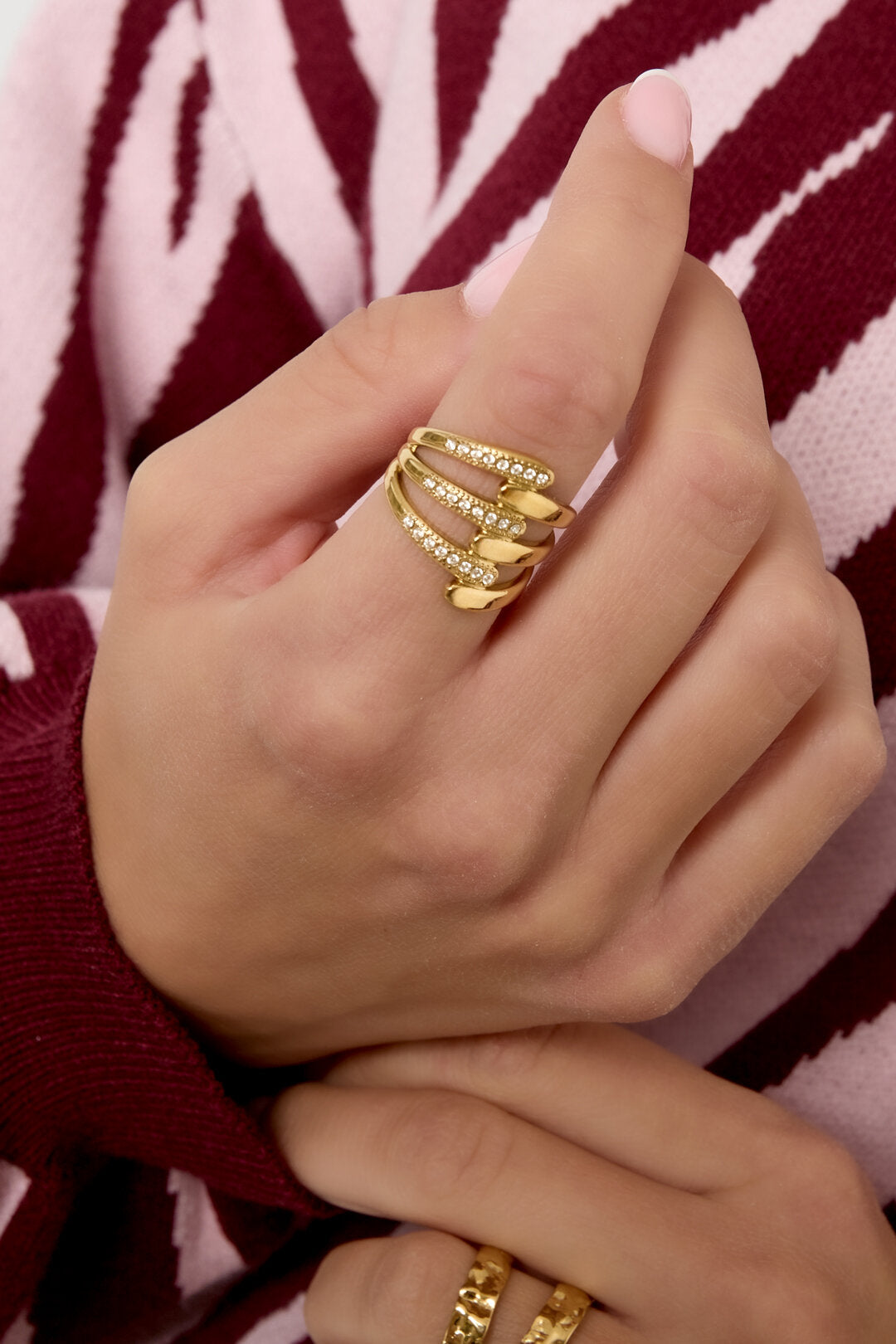 Elegant Adjustable Statement Ring in Silver & Gold