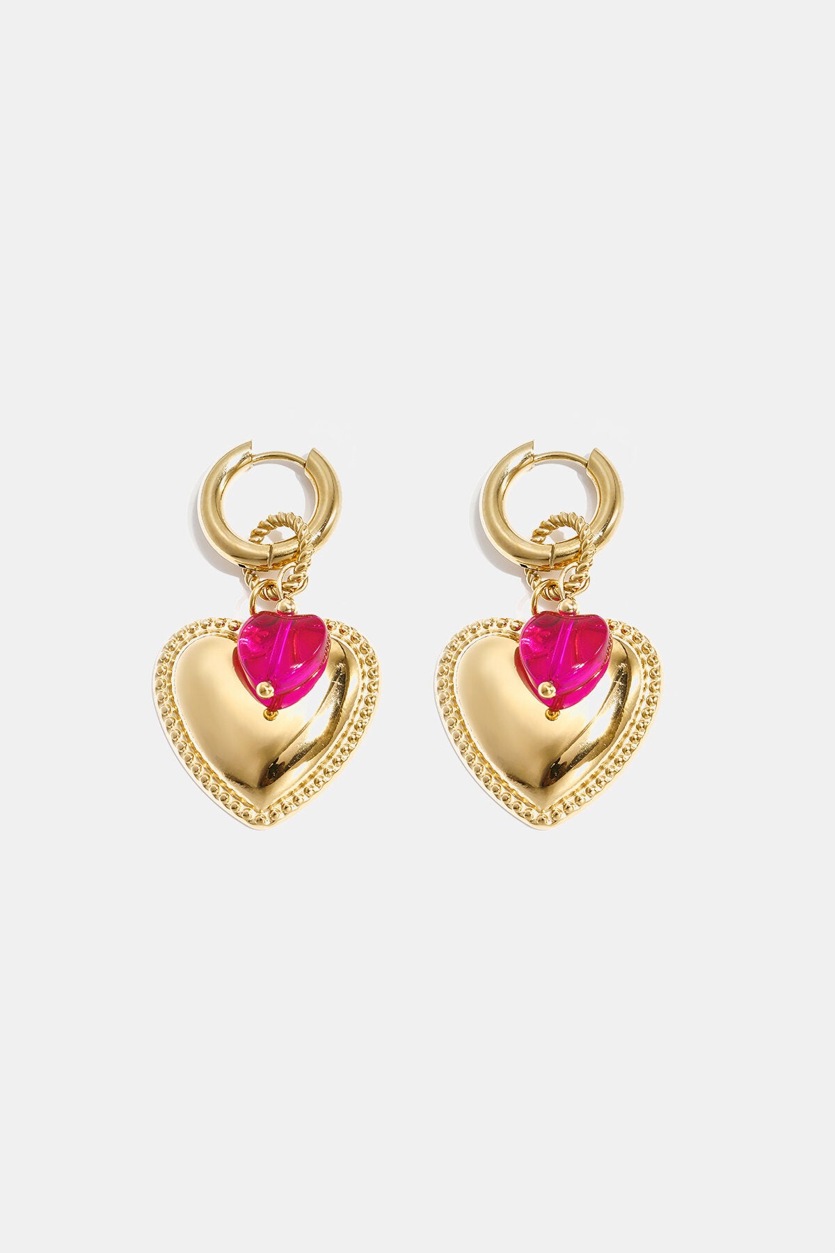 Elegant Rose Red & Baby Blue Heart Drop Earrings