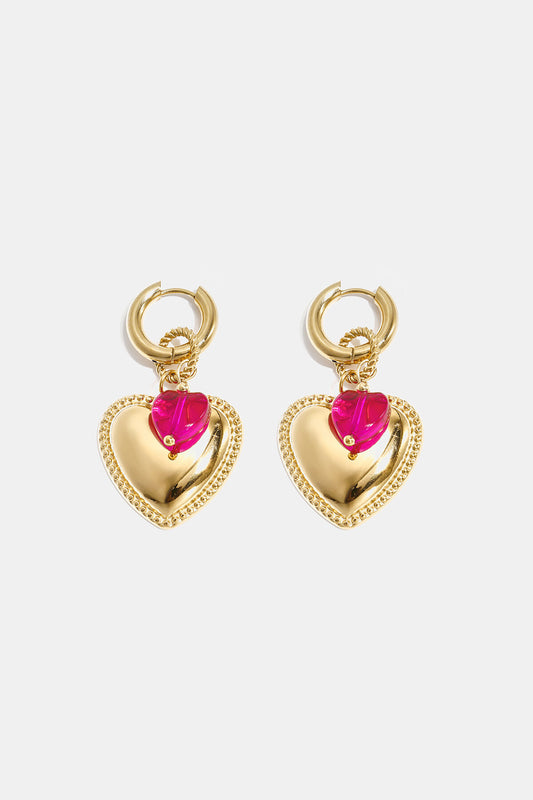 Elegant Rose Red & Baby Blue Heart Drop Earrings
