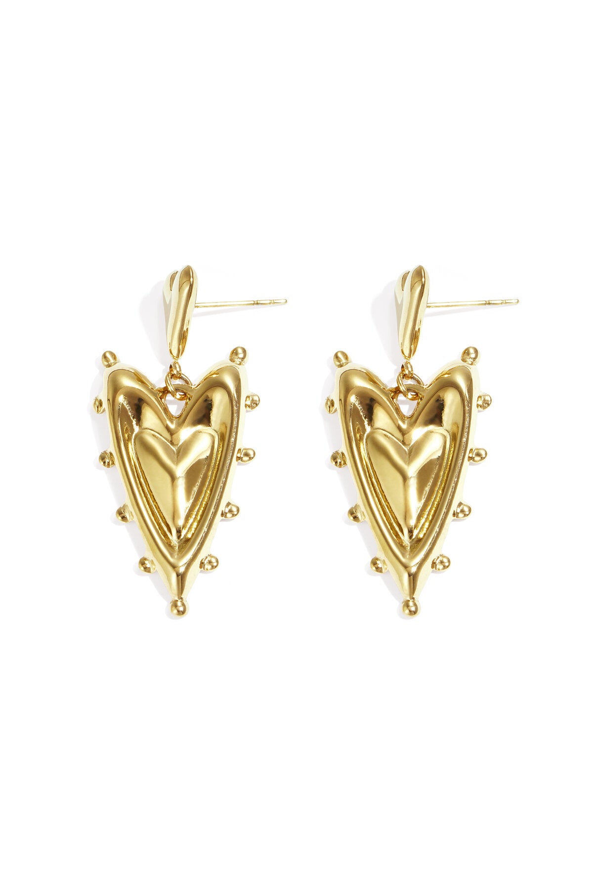 Stylish Gold Heart Drop Earrings for Women