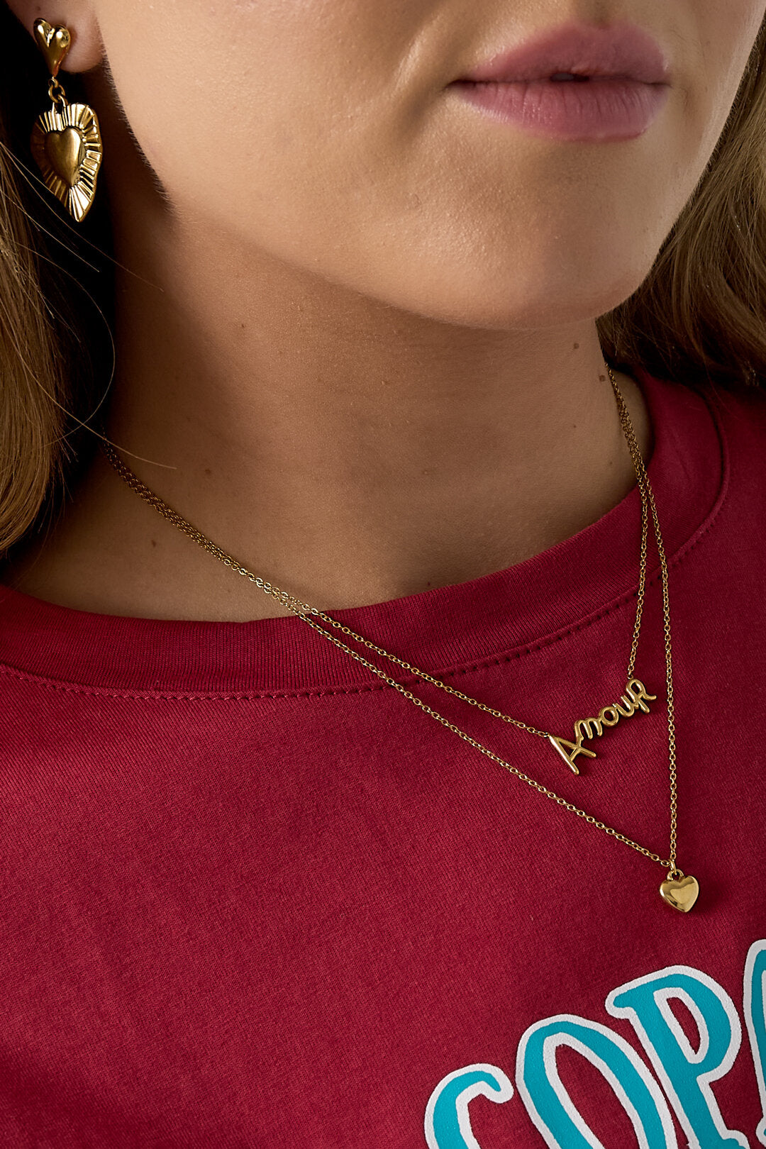 Elegant Multi-Layered Letter & Heart Necklace