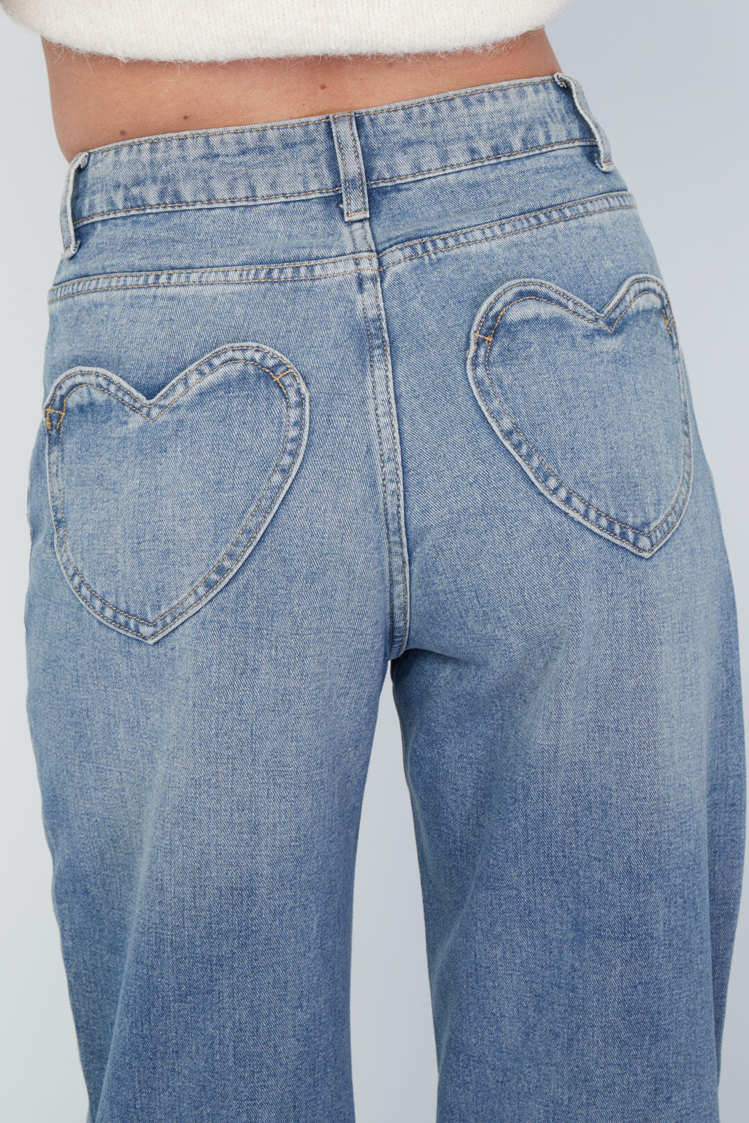 Gimme Casual Heart Straight Denim Pants