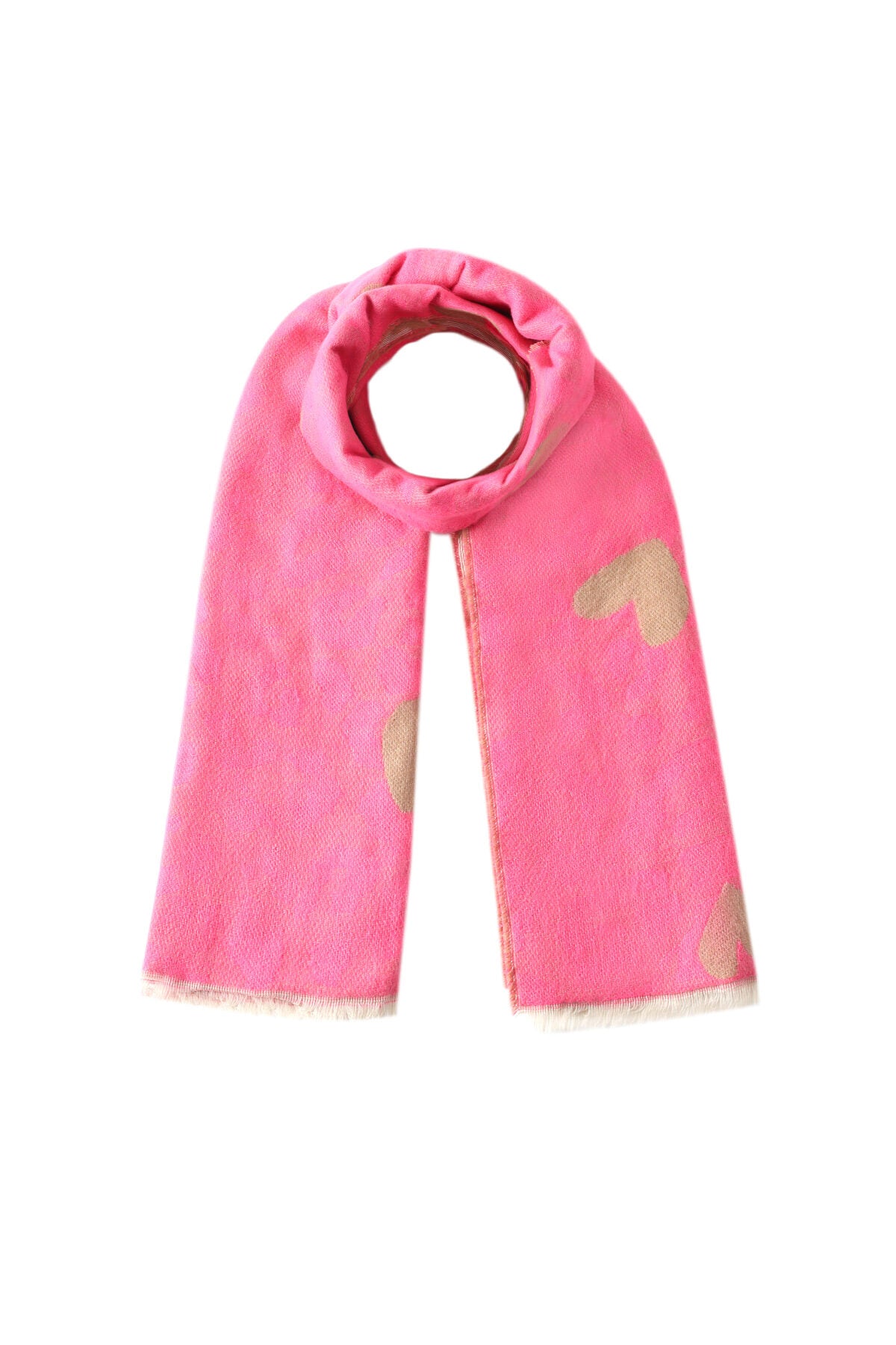 Soft Heart-Print Winter Scarf for Women - Casual & Cozy