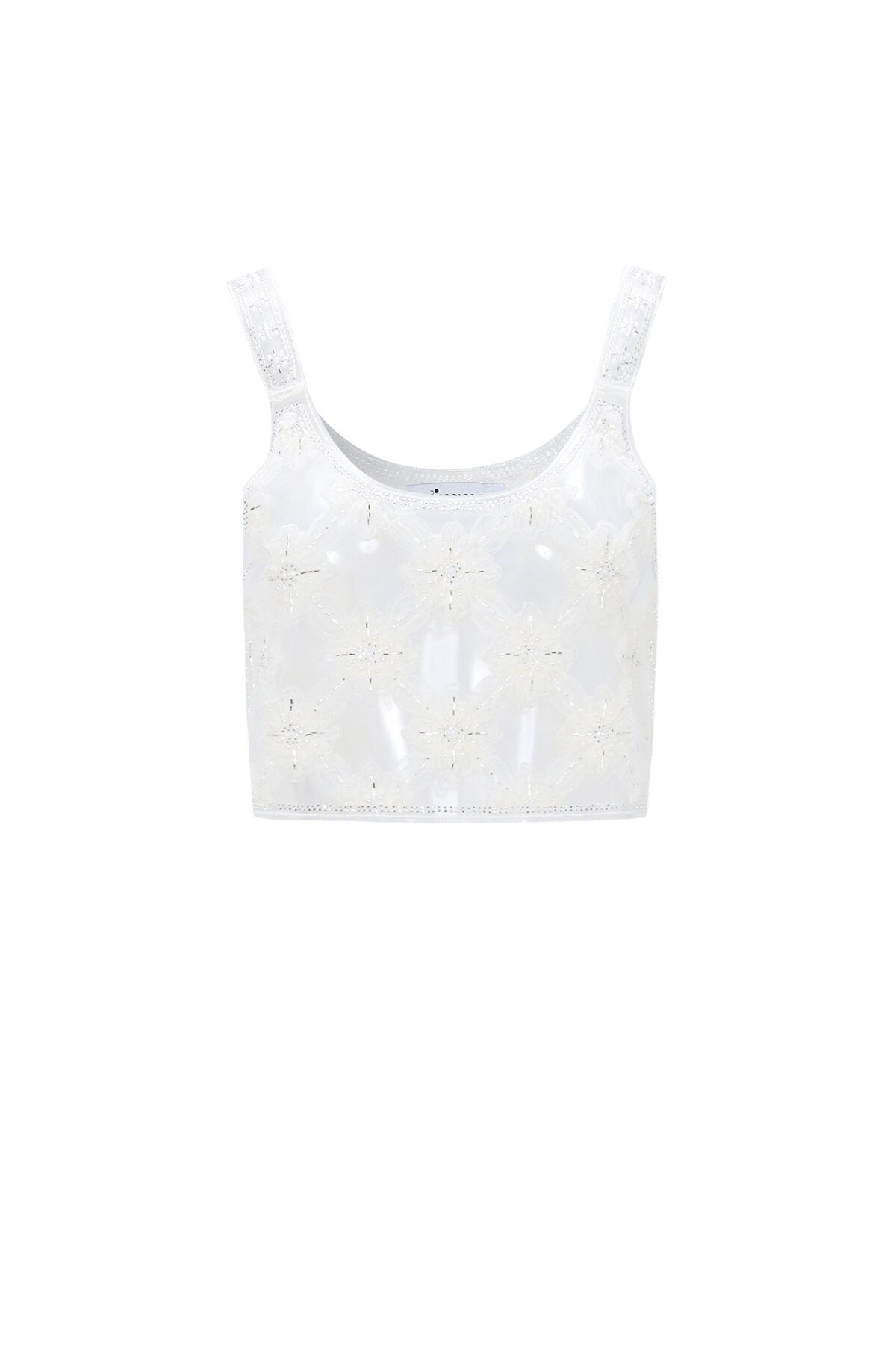 Elegant Off-White Sleeveless Top with Floral Print