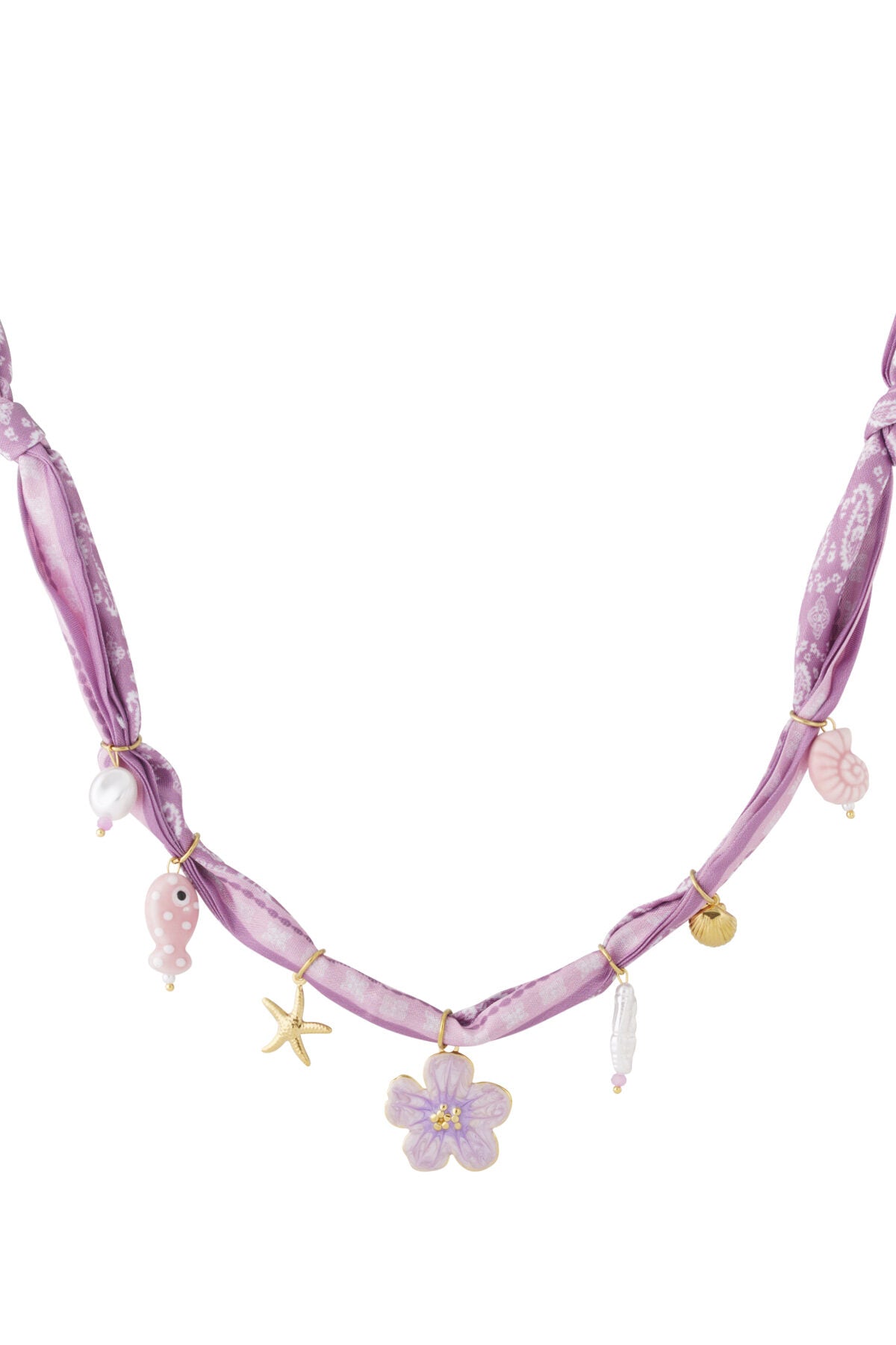 Chic Spring Braided Necklace in Light Green & Purple