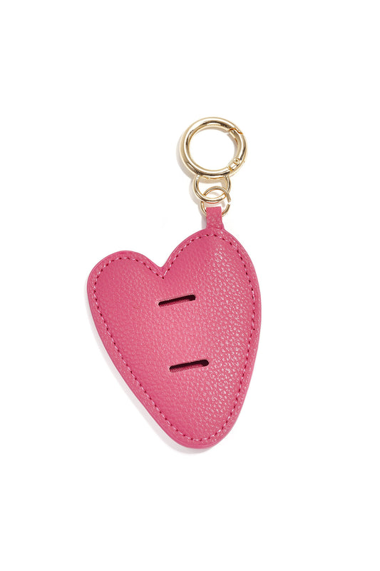 Charming Khaki & Rose Red Heart Bag Charms for Women