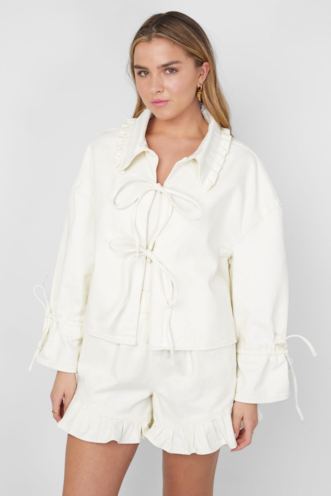Cute Pink & Off-White Cotton Shorts Set for Spring/Summer