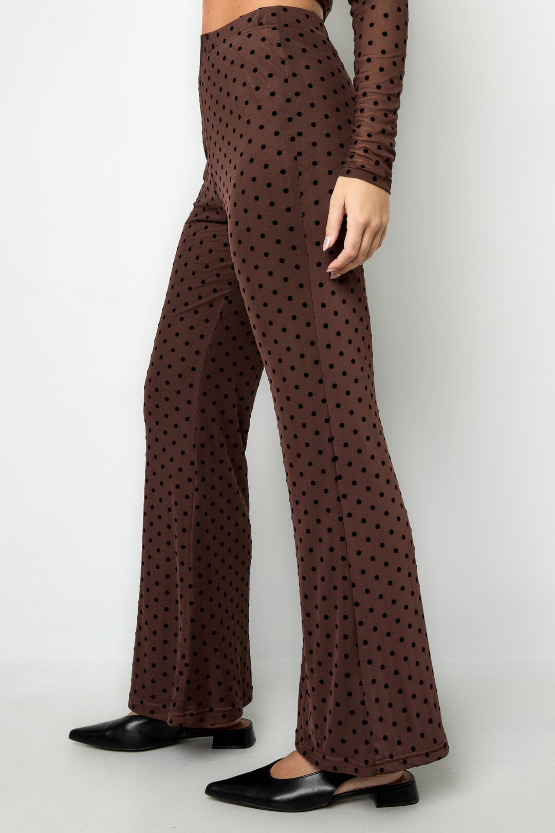 Elegant Flared Pants for Fall Winter - Polka Dots 2-Piece Set