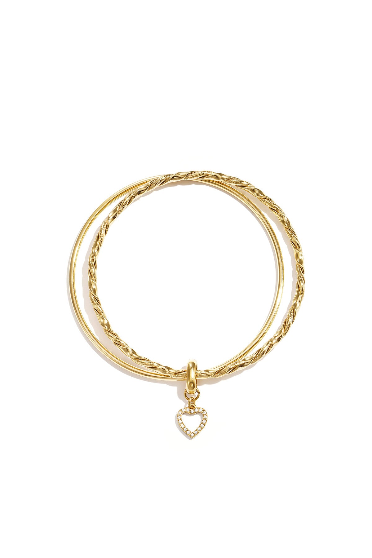 Elegant Gold Color Stainless Steel Bangle with Rhinestones