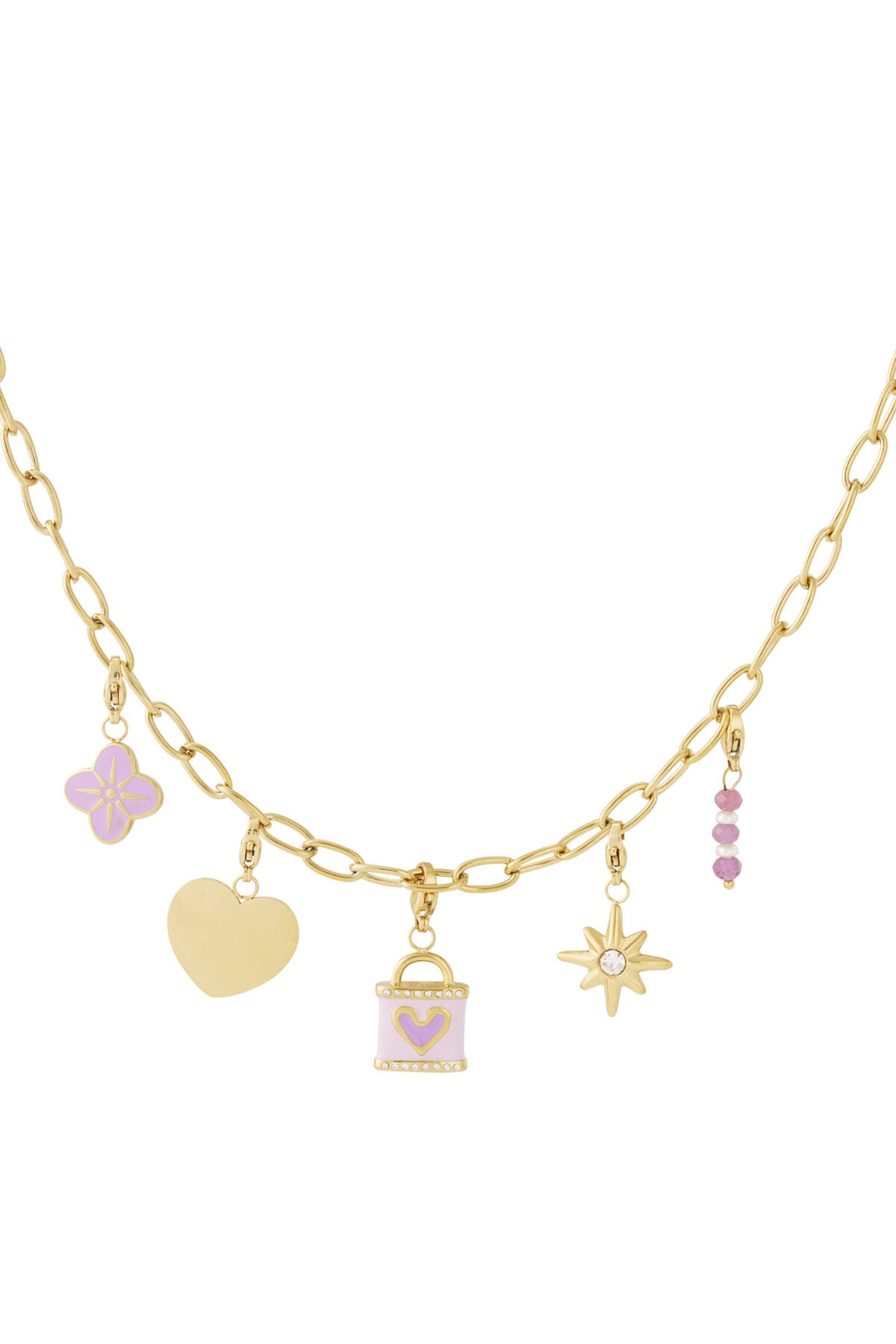 Elegant 14K Gold Plated Flower Heart Pendant Necklace