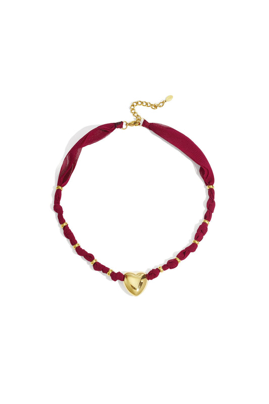 Elegant Wine Red & Dark Blue Braided Necklace for Women