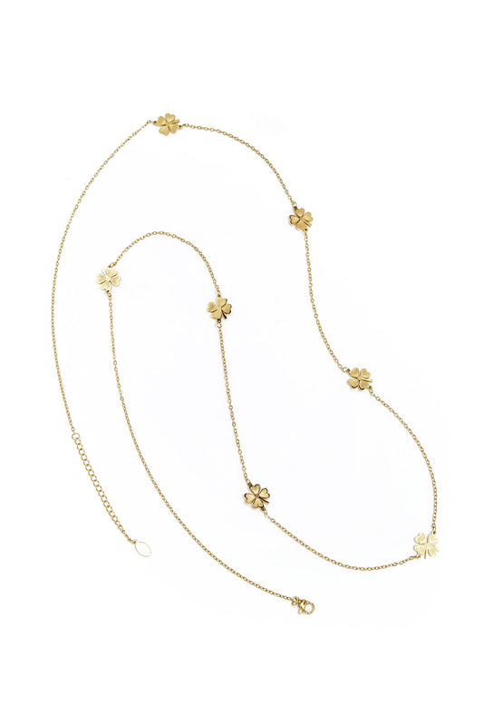 Elegant Long Necklace with Clover Charm for Everyday Wear