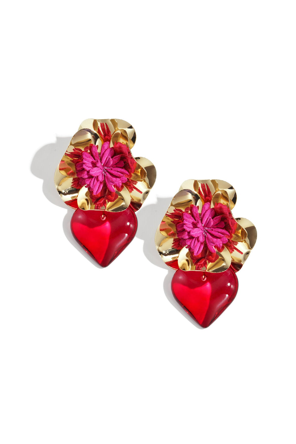 Elegant Flower Heart Drop Earrings for Fall/Winter