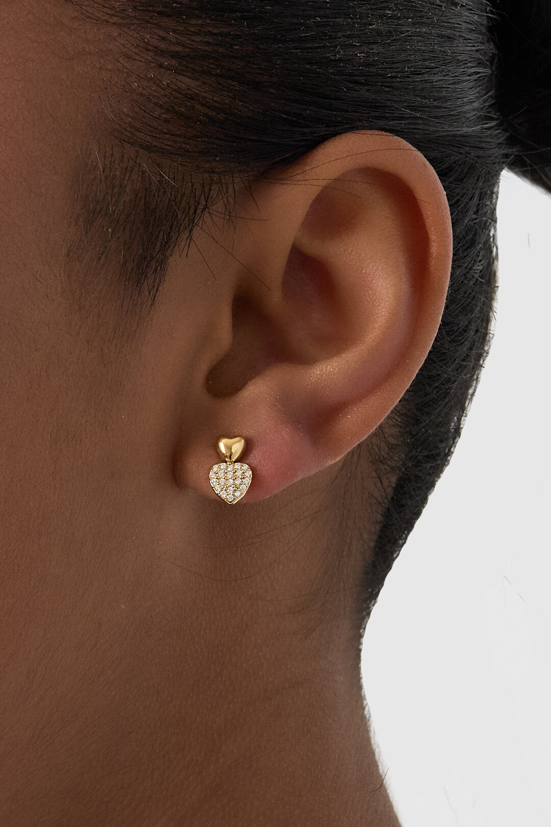 Elegant Pink & White Heart Stud Earrings