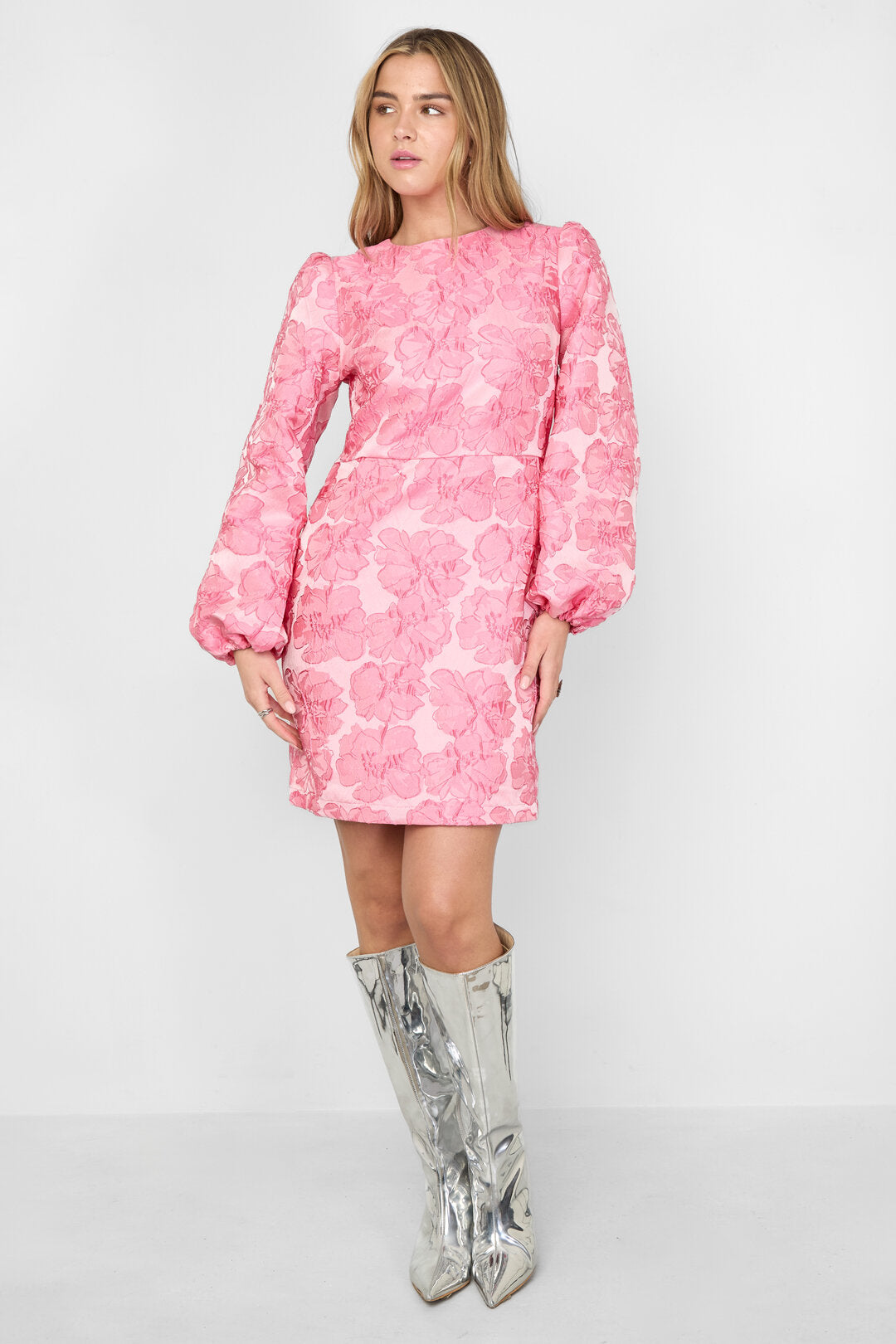 Elegant Pink Floral Mini Dress for Spring/Summer