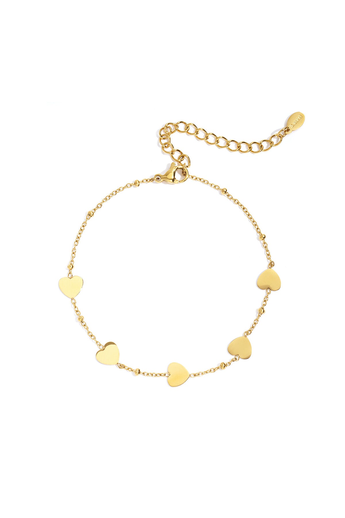 Elegant Gold Color Heart Chain Bracelet for Women