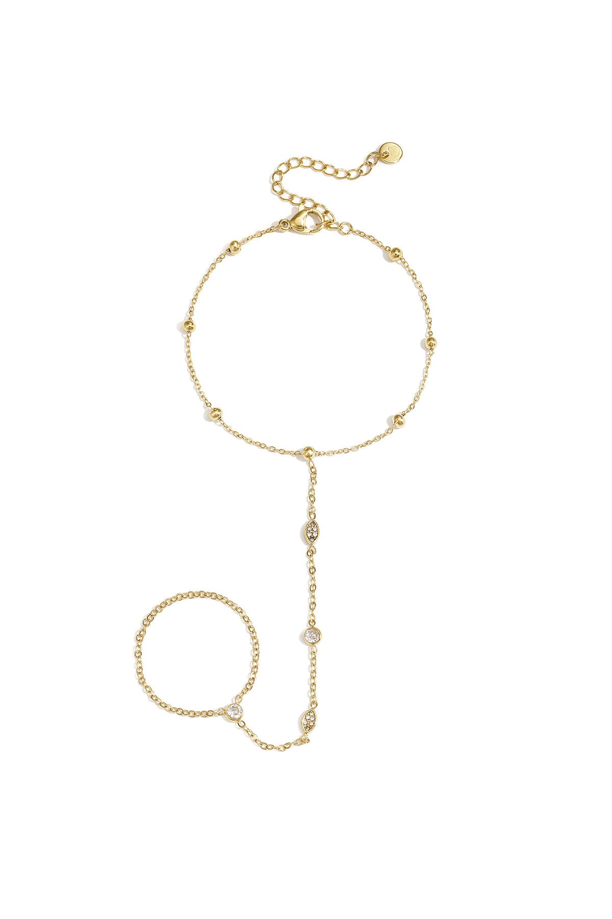 Elegant Rhinestone Hand Chain for Women - Silver & Gold