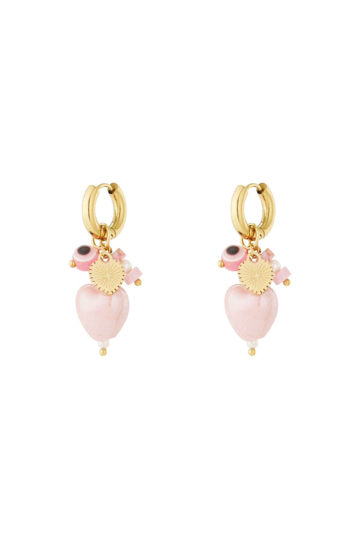 Charming 14K Gold Plated Heart Drop Earrings