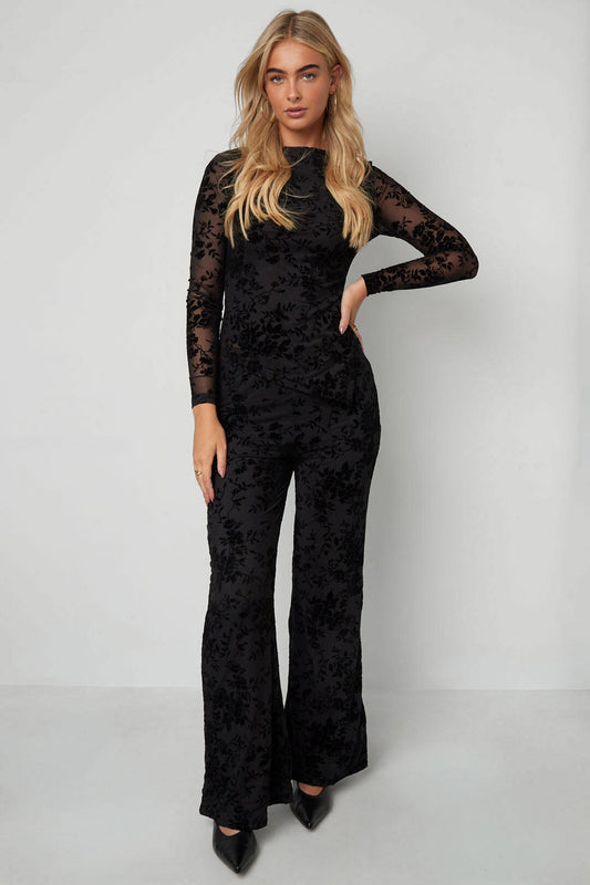 Sexy Floral Flared Pants for Fall Winter