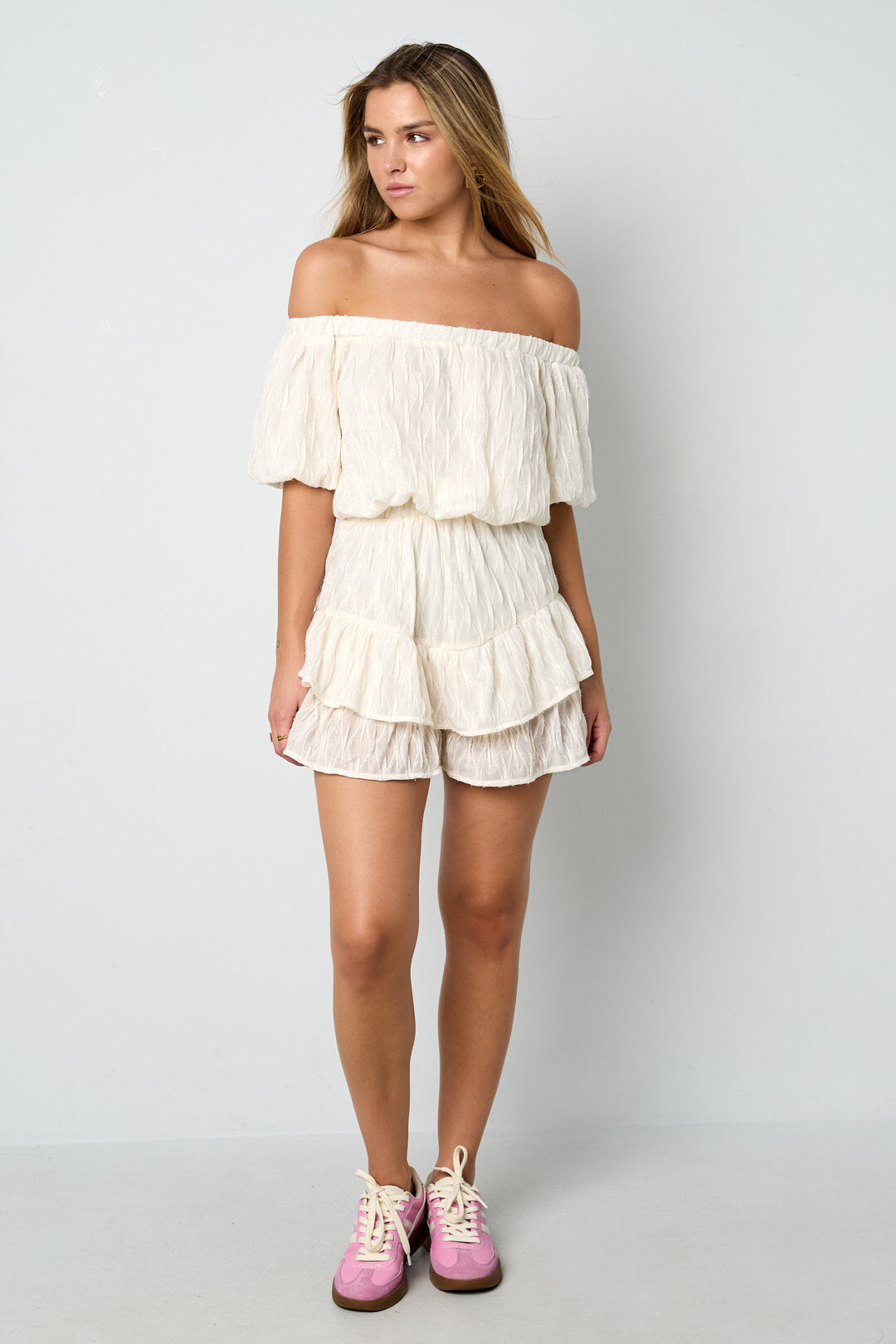 Elegant Apricot & Black Ruffle Edge Bodysuit