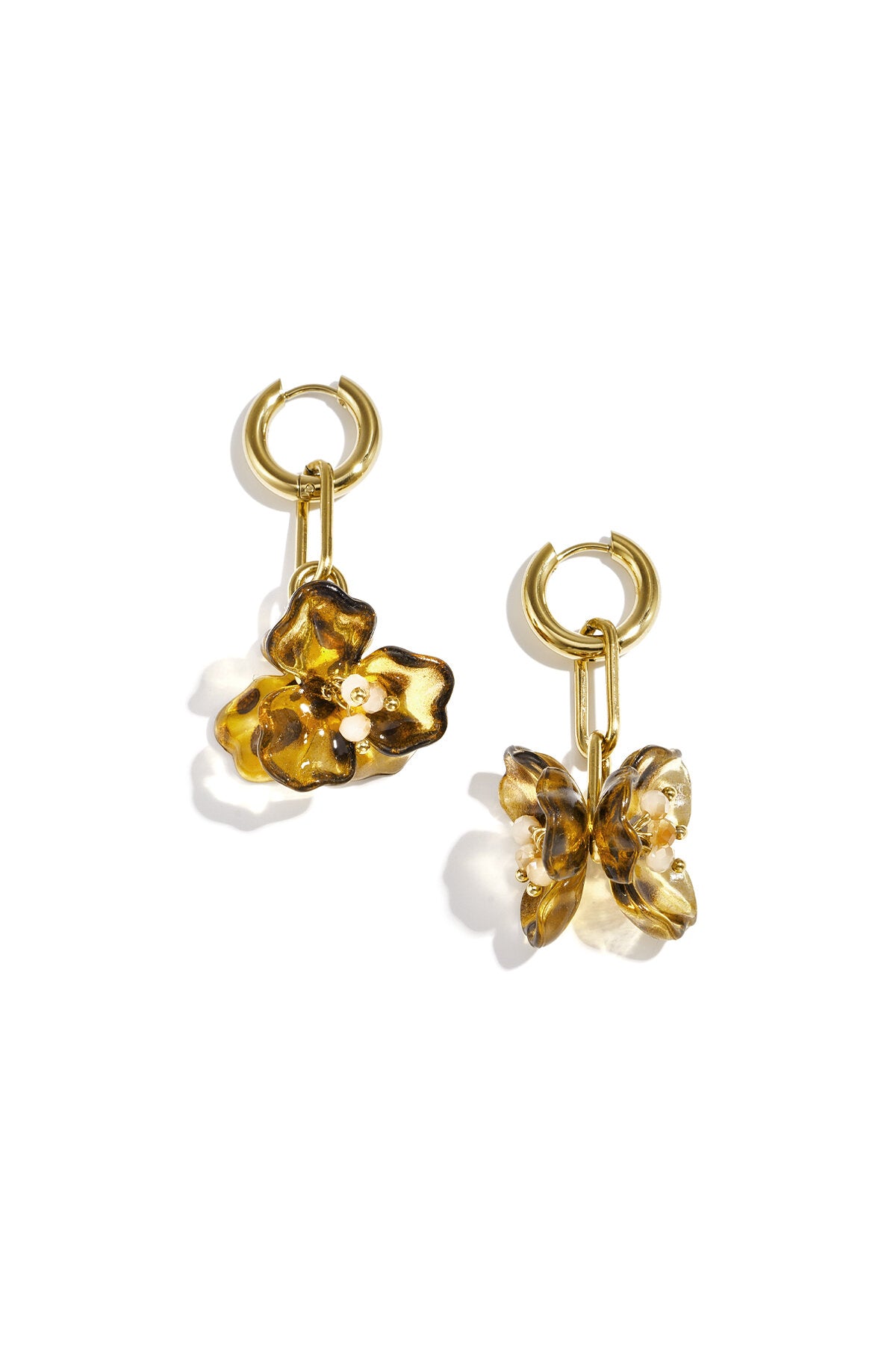Stylish Brown & Pink Flower Drop Earrings for Women