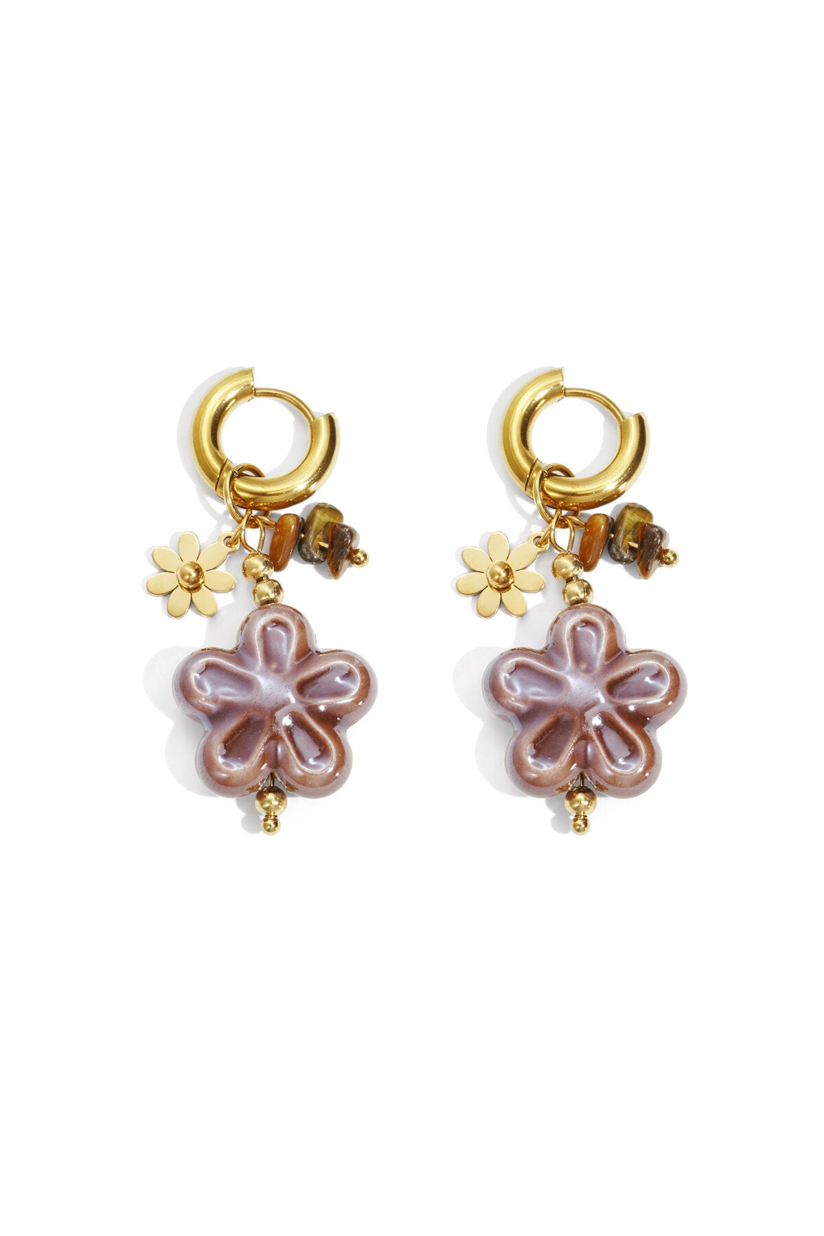 Stylish Stainless Steel Flower Drop Earrings for Women