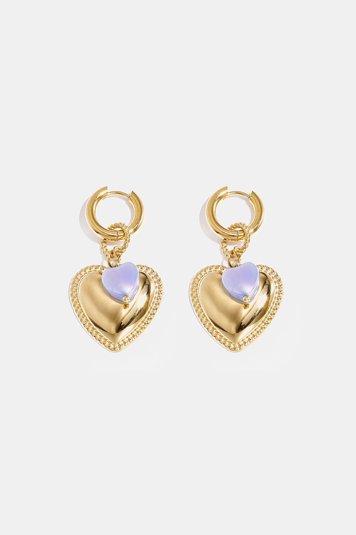 Elegant Rose Red & Baby Blue Heart Drop Earrings