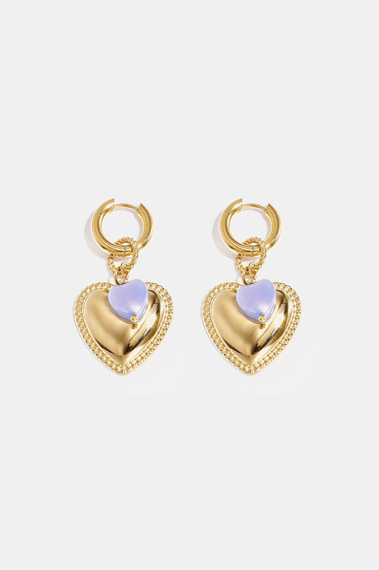 Elegant Rose Red & Baby Blue Heart Drop Earrings